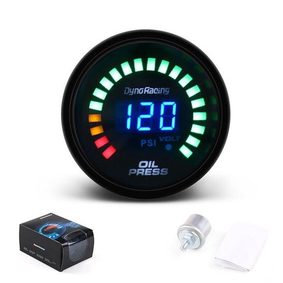 Dynoracing 2" 52mm 20 LED Digital Boost Water Temp Oil Temp Oil Press Voltmeter Air Fuel Ratio Tachometer Rpm EGT Temp Gauge