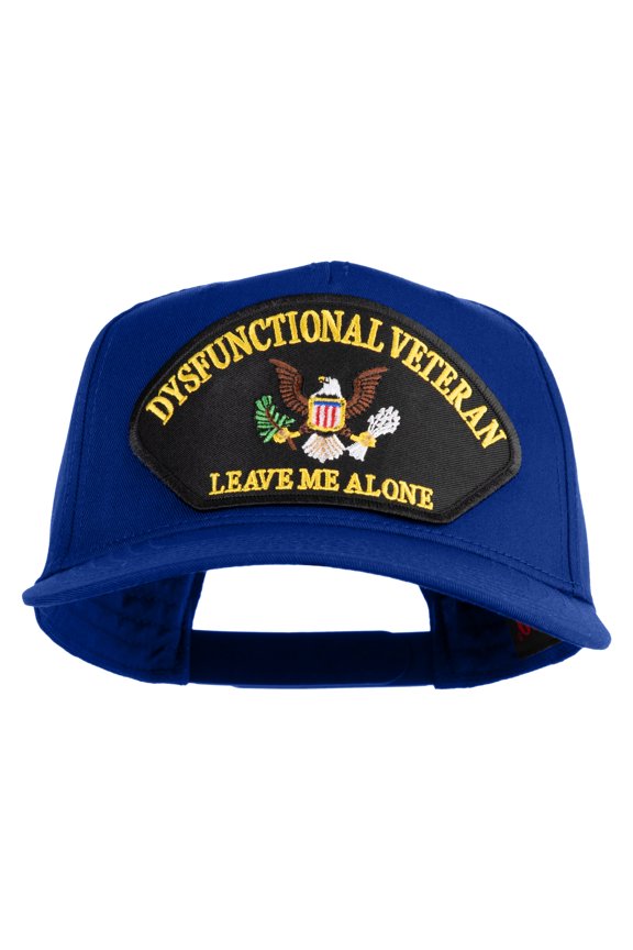 Dysfunctional Veteran Leave Me Alone Patched Solid Cotton Twill 5 Panel Prostyle Snap Cap - Royal OSFM