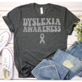 thumbnail image 1 of Dyslexia Awareness Gray Ribbon Graphic T-Shirt, Unisex Classic Fit, Cotton or Cotton-Poly by Color, 180 GSM, 1 of 4