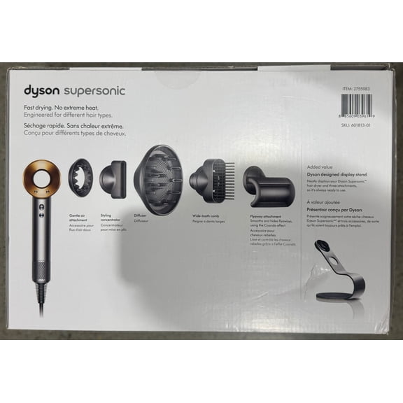 Supersonic Hair Dryer with Intelligent Heat Control, 1600W Motor and Magnetic Attachments, Nickel/Copper