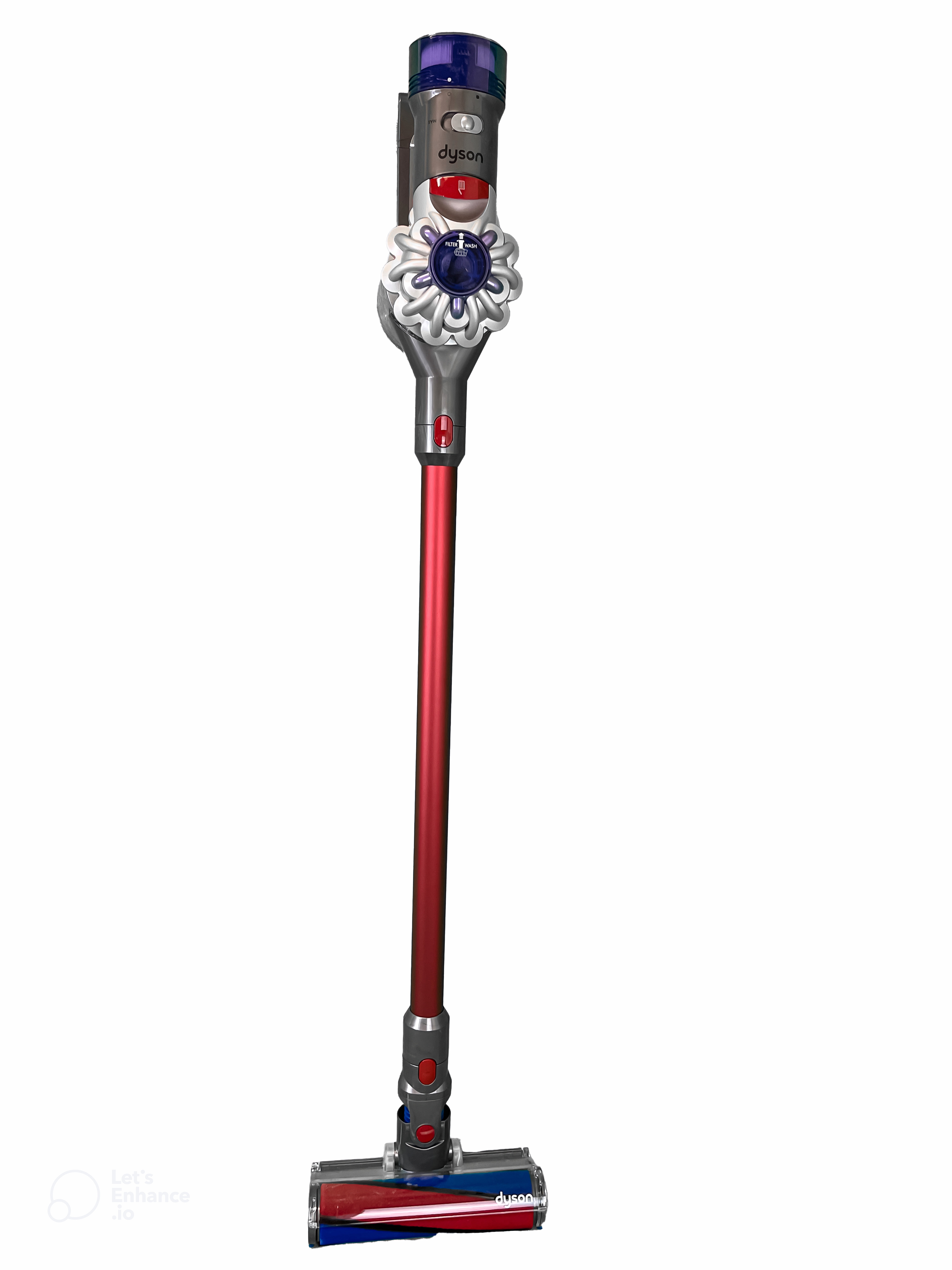 Dyson V8 Fluffy Cordless Vacuum Silver/Red Refurbished