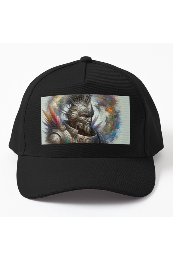 Dystopian King Armor Baseball Cap, Dark Fantasy Royal Warrior Graphic Design, Classic Hat