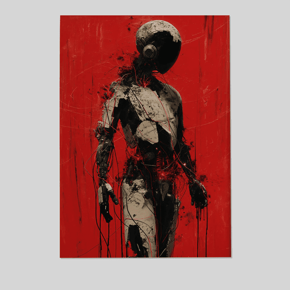 Dystopian Robot Wall Art - Industrial Sci Fi Poster Full Size 24''x36'' The Golden Shop