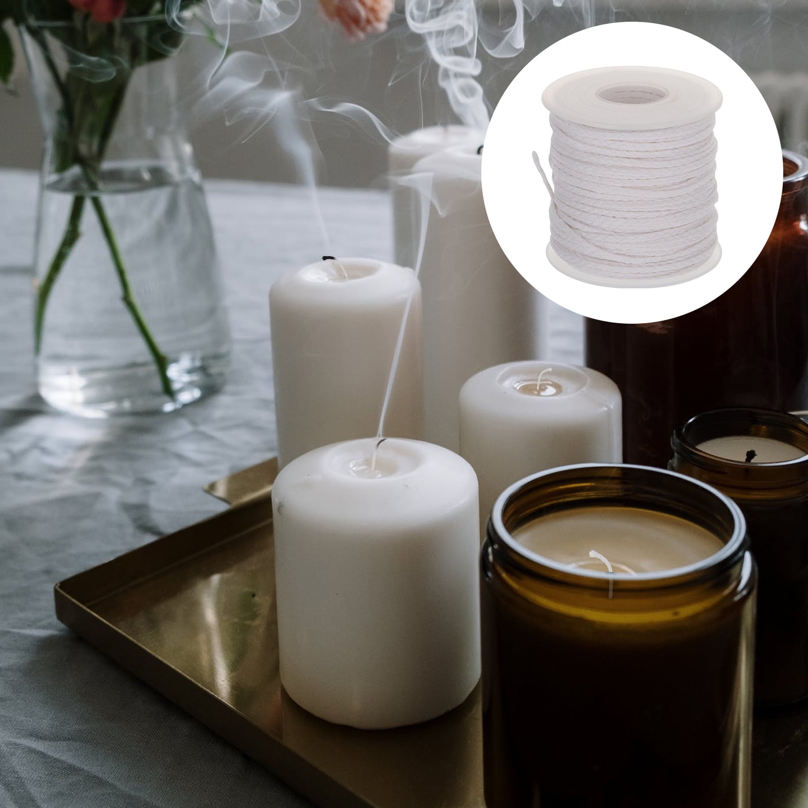 Dytern DIY 1 Roll 61M Cotton DIY Natural Candle Braided Wicks Twine