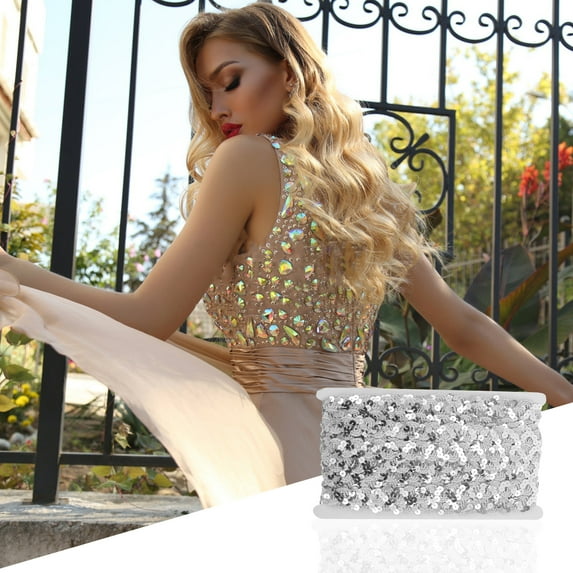 Dytern DIY 1 Roll Sequin Braid Trim Sequin Webbing Ribbon DIY Ribbon DIY Crafts Making Sewing Trim