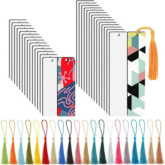 Dytern DIY 1 Set of Blank Bookmarks DIY Page Markers Sublimation Bookmark Blank with Tassels