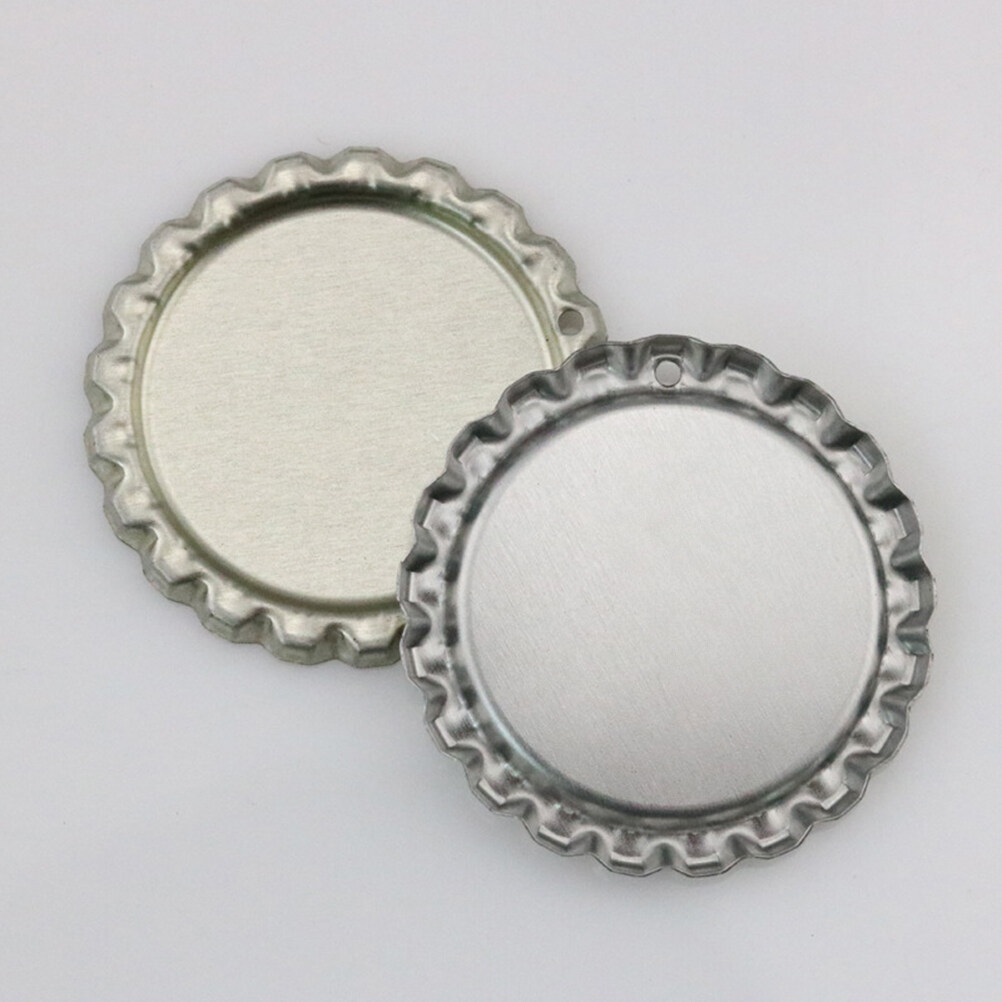 100 Flattened Silver Bottle Caps With Split Rings - 1 Inch, Double Sided, For Jewelry & Craft Projects