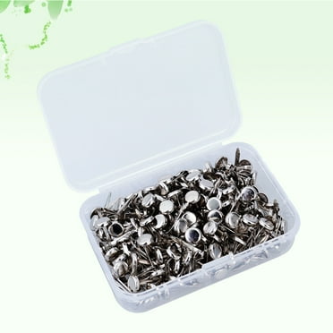 Dytern DIY 200pcs Paper Fasteners Electroplating Brads Round Metal Brads with Storage Box for Crafts DIY (Silver)