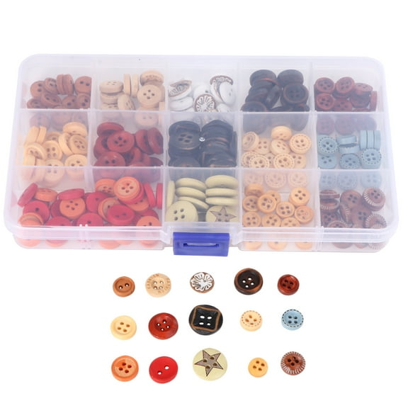 Dytern DIY 225pcs Kid Buttons Colorful Wooden Buttons DIY Beautiful Box-Packed Buttons for Clothes Hat Shirt (Assorted Color Number 4 Style)