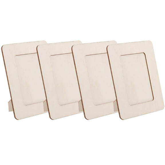 Dytern DIY 4 pcs Wooden Picture Frames Kids DIY Projects Photo Frame Unfinished Wood Photo Frame