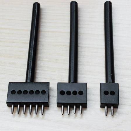 FRCOLOR Black Leather Hole Punch Tool with High Strength Steel for DIY Sewing Supplies 4MM Interval