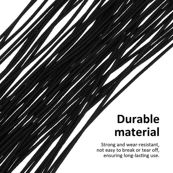 50 Pcs Black Elastic Cords for Craft Use Highly Stretchable Polyester Strings with Metal Ends