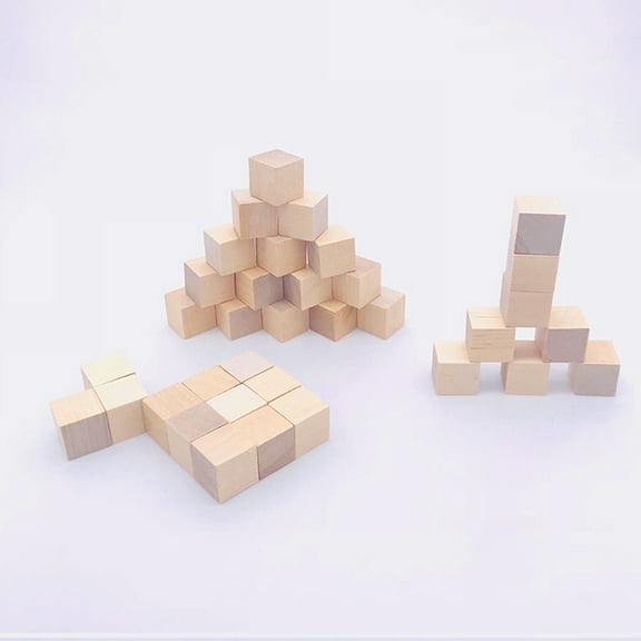 Dytern DIY 50 Pcs Natural Color Small Wooden Craft Cubes Precise Cutting Wood Square Blocks for Crafts & DIY Projects (15mm Birch Block)