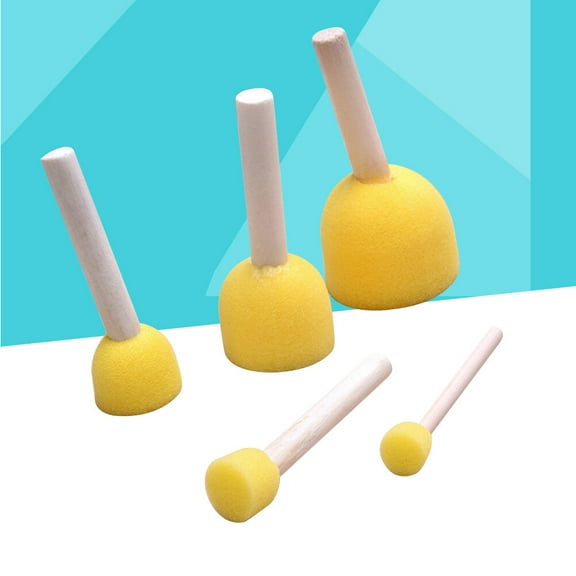 Dytern DIY 5pcs Round Paint Sponge Brush Kids Painting Tools Sponge Stippler Set for Painting Crafts and DIY