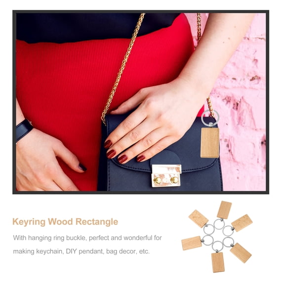 Dytern DIY 6PCS DIY Wood Keyring Pendants Creative DIY Keychain Decor Solid Wood DIY Keyring Pendant Wood Pendant Keychain Accessories for Man Male