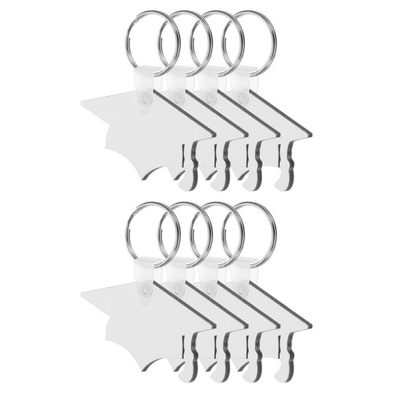 Dytern DIY 8Pcs Graduation Hat Heat Transfer Keychains Pendant Blank DIY Graduation Key Ring Bag Pendant