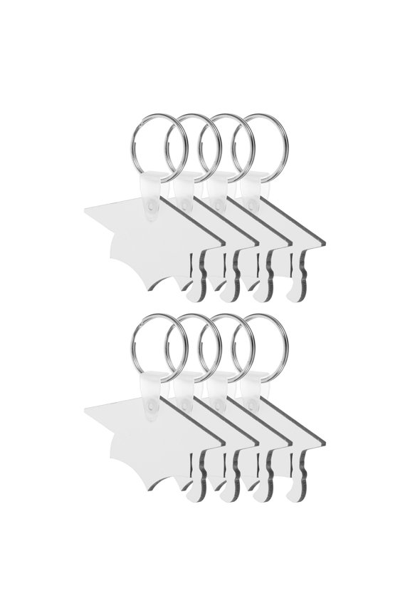 DIY 8Pcs Graduation Hat Heat Transfer Keychains Pendant Blank DIY Graduation Key Ring Bag Pendant
