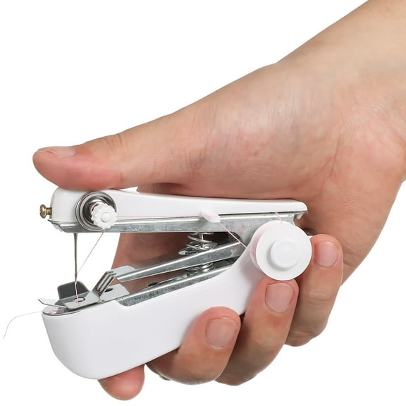 FRCOLOR Portable Mini Handheld Sewing Machine for Clothes Repair with Stainless Steel and Plastic White