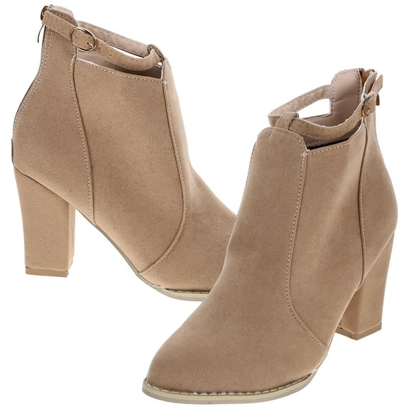 Dytern Fall,1 Pair Elegant Booties Fashion Women High Heels Short Boots Casual Winter Autumn Shoes for Female Ladies - Apricot (37 Size)