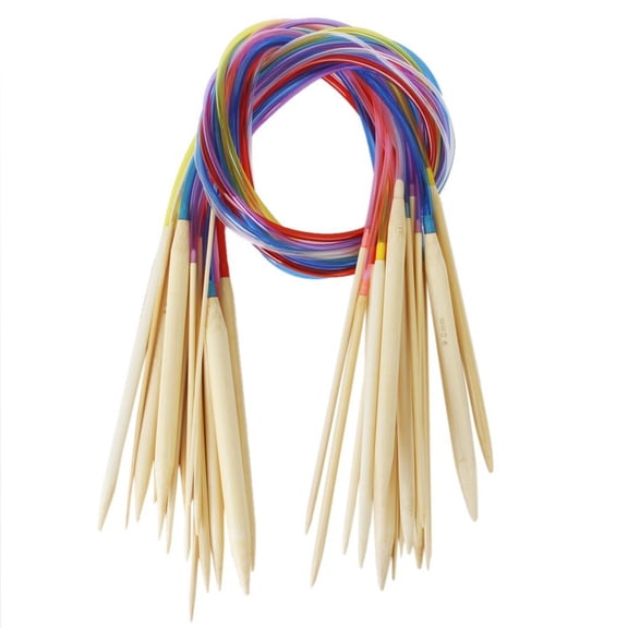 Dytern Fall,18 Pairs of 80cm Professional Colorful Tube Circular Bleached Bamboo Knitting Needles Crochet Needles (2.0mm to 10mm)