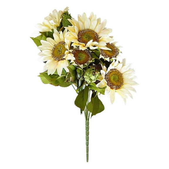 Dytern Fall,1Pc Simulation Sunflower Ornament Exquisite European Style Flower Bouquet Adornment Household Decoration (White)