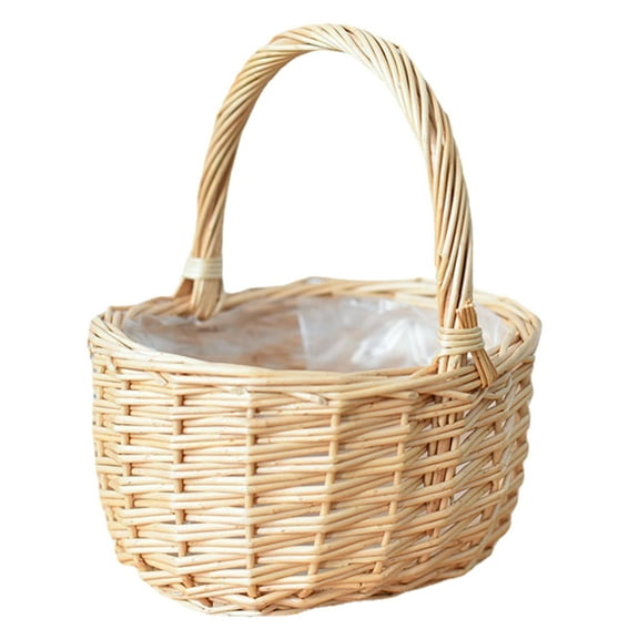 Dytern Flower Basket Outdoor Picnic Basket Flower Basket Weaving Craft Basket Storage Container,7.87"X6.69"X3.94"