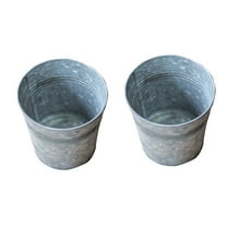 Dytern Flower Vase 2pcs Metal Flower Pots Vase Galvanized Vase French Rustic Style Vase Metal Bucket Tin Table Centerpiece Decoration,4.13"X4.13"X4.13"
