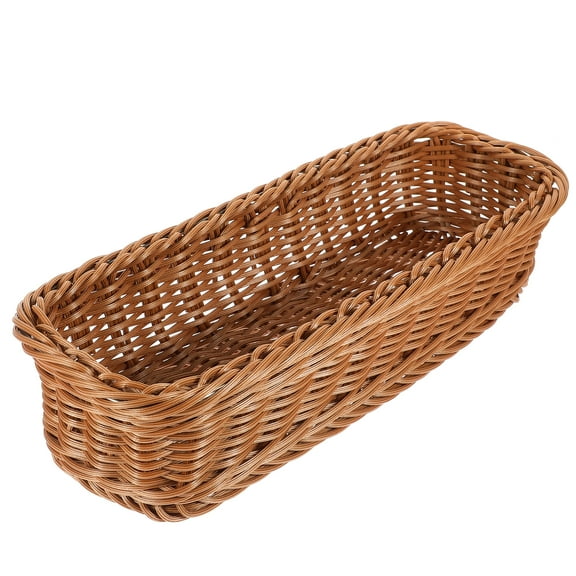 Dytern Household Woven Box Woven Cutlery Storage Basket Tabletop Cutlery Basket Fruit Basket Imitation Rattan Basket,11.81"X4.33"X2.76"