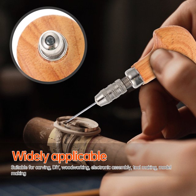 Dytern Jewelry Making 3 Sets Wooden Handle Pin Vise and Chuck Set