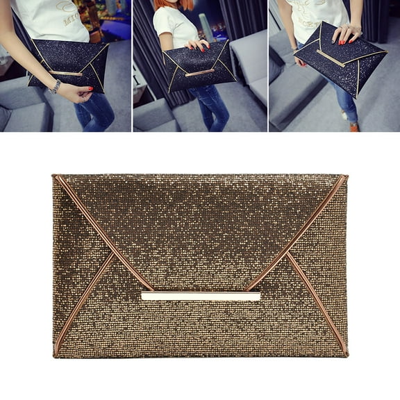 Dytern Party 1PC Elegant Women Sequin Handbag Party Evening Envelope Clutch Purse Wallet (Coffee)