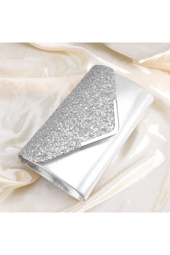 Party 1pc Women Evening Party Clutch Bags Handbag Flash Dinner Handbag Purse for Party and Wedding (Silver)