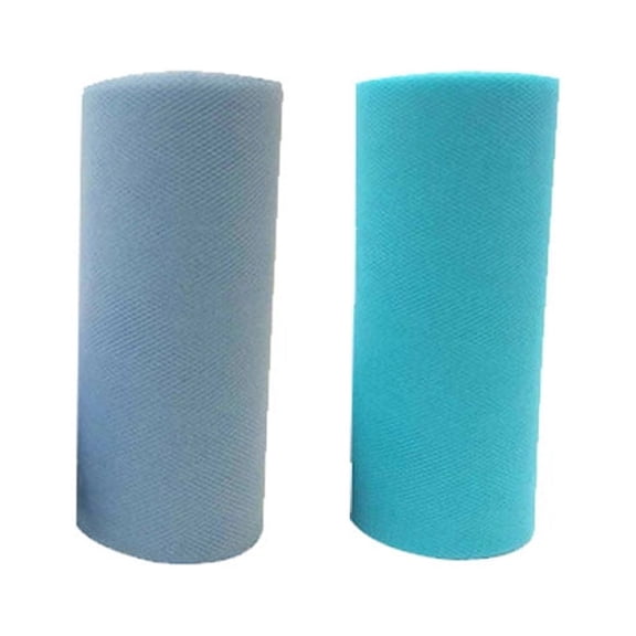 Dytern Party 2 Pcs 6 Inch Tutu Scroll Roll Spool Tulle Roll DIY Craft Gauze for Wedding Dress Decoration Party Supplies (Violet, Sea Blue Style)