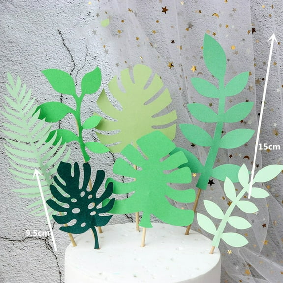 WRISTBIQUE Cake Toppers Green Leaves 21Pcs 4.1x3.9x0.04In