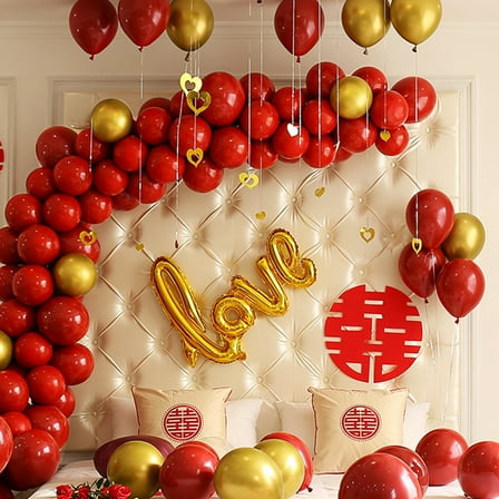 Dytern Party 50pcs Pomegranate Red Latex Balloons Double Layers Balloons Wedding Decorations for Home Party Anniversary