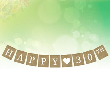 Dytern Party Burlap Banner Happy 30th Birthday Party Bunting Pull Flag Birthday Party Decoration Supplies