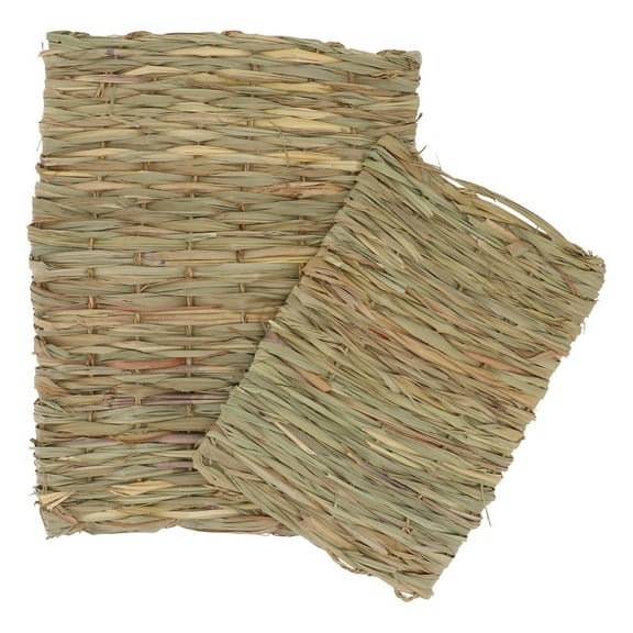 Dytern Pet Molar Pads 2Pcs Pet Molar Mats Rabbit Sleeping Nests Straw Woven Cushions (Random Color),14.17"X11.02"X0.31"