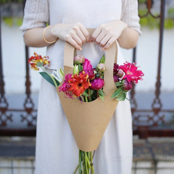 Dytern Valentine's Day 20pcs Kraft Paper Flower Packaging Bag Bouquets Wrapping Bags Flower Gift Bags