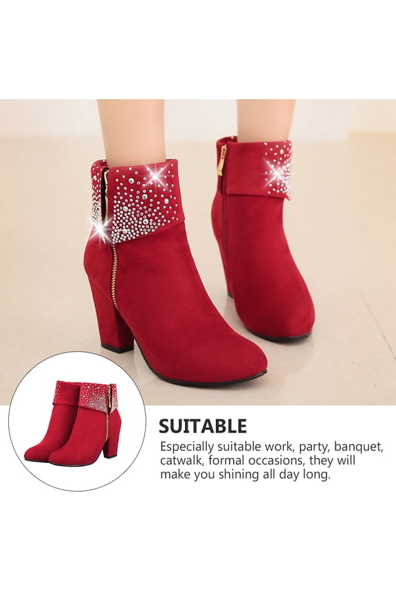 Wedding 1 Pair of Delicate Autumn Winter Heel Exquisite Female Boot Wedding Short Bootie