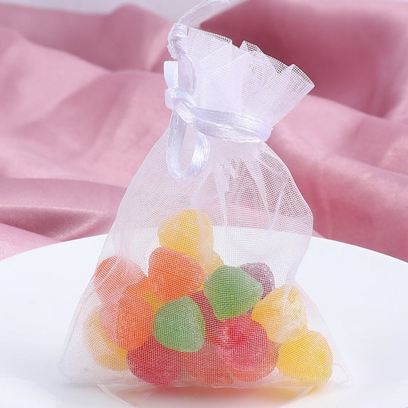 Dytern Wedding 100PCS 7x9cm Organza Drawstring Gift Bags Wedding Favor Bags Jewellery Pouches White