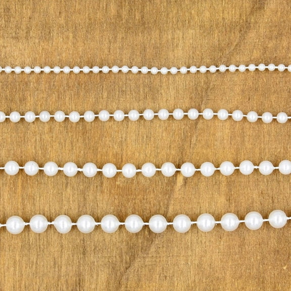 Dytern Wedding 10MM Round String Beads Chain Garland Fixed Plastic Simulation Pearls String Bead Pendant for Wedding Jewelry Accessories Bracelet Decoration (White, 2M/Roll)