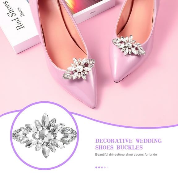 Dytern Wedding 2pcs Rhinestone Shoe Buckles Decorative Shoe Clips Women Shoe Ornaments Wedding Party Shoe Clips