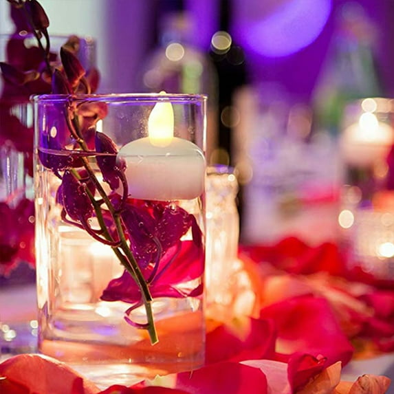 Dytern Wedding 2pcs Waterproof Floating Candles LED Lights Candle Lamp for Wedding Party Decoration (White)