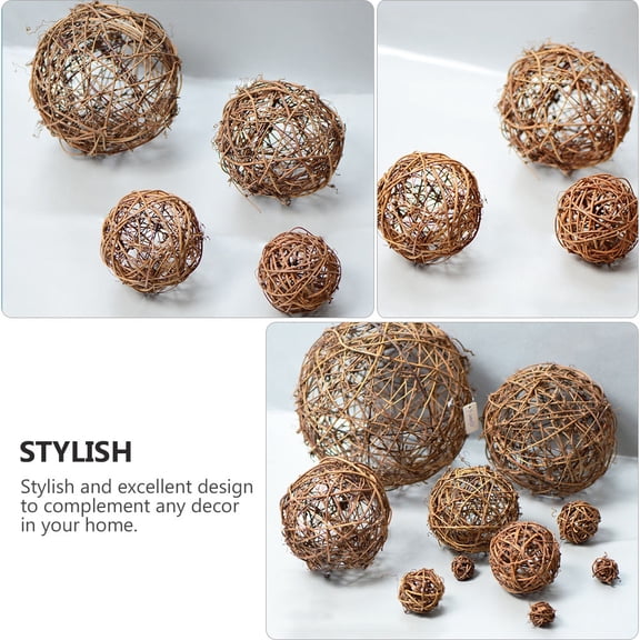 Dytern Wedding 3Pcs Wedding Decorations Rattan Balls Party Layout Prop Adornments (Brown)