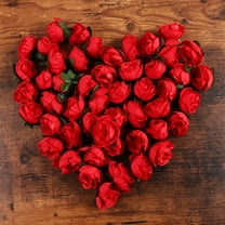 Dytern Wedding 50pcs Artificial Roses Flower Heads Wedding Decoration (Red)