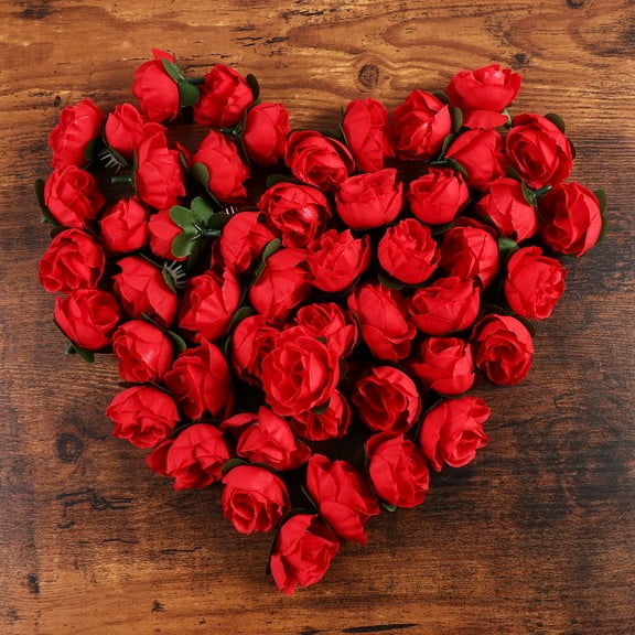 Dytern Wedding 50pcs Artificial Roses Flower Heads Wedding Decoration (Red)