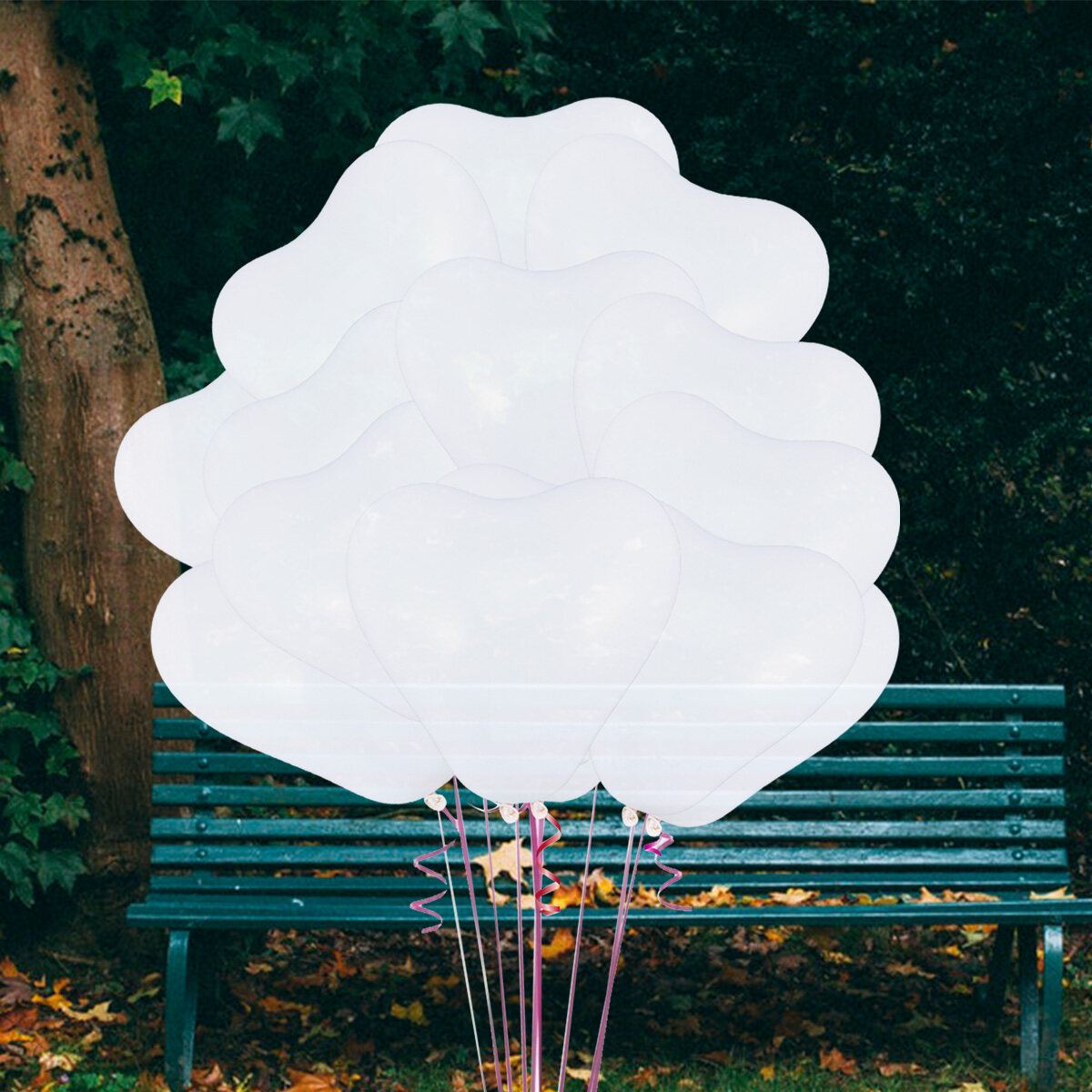 Dytern Wedding 50pcs Latex Heart Shaped Balloons 12inch Birthday Wedding Proposal Bridal Shower Decoration (White)