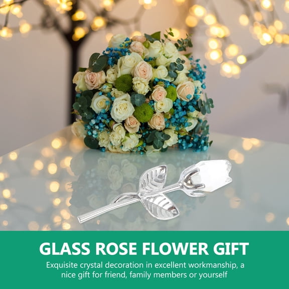 Dytern Wedding Glass Flowers Crystal Rose Glass Roses with Stems Crystal Figurines Collectibles
