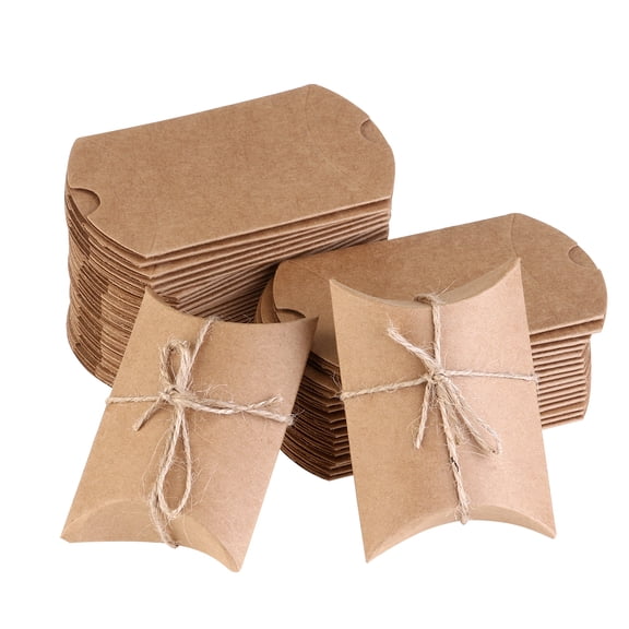 Dytern Wedding Kraft Vintage Boxes Brown Shabby Rustic Wrapping Gift Candy Boxes with Rope Wedding Favor Pack of 50
