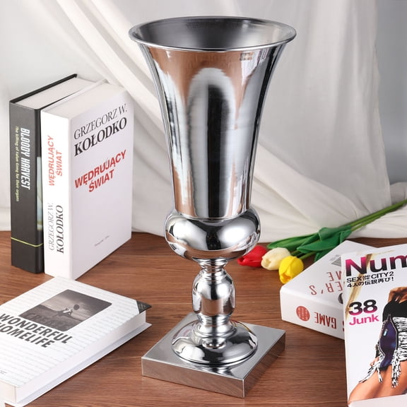WRISTBIQUE Decorative Vase Silver Metal for 1Pack 15.72X7.47X7.47in