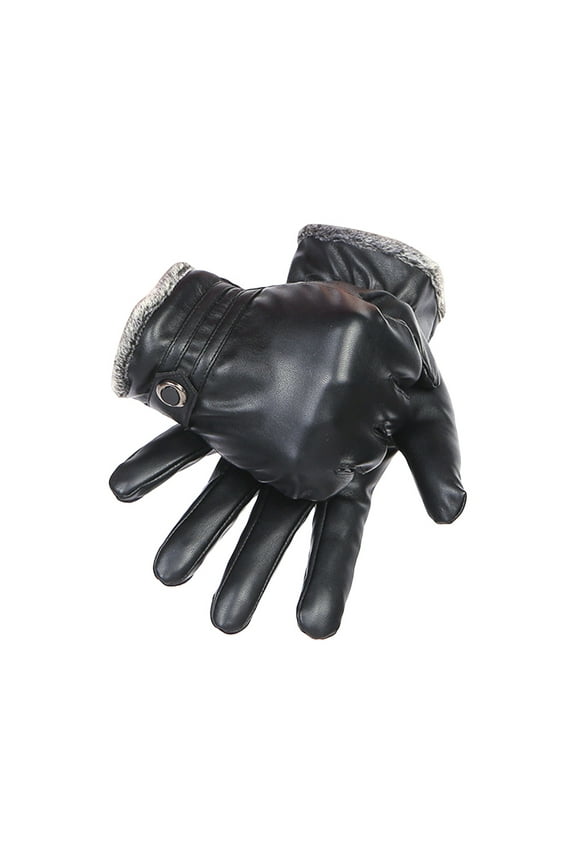 Winter,1 Pair Leather Warm Gloves Screen Touch Gloves Waterproof Cycling Gloves Cold Protection Gloves for Outdoor Winter (Black, Free Size)
